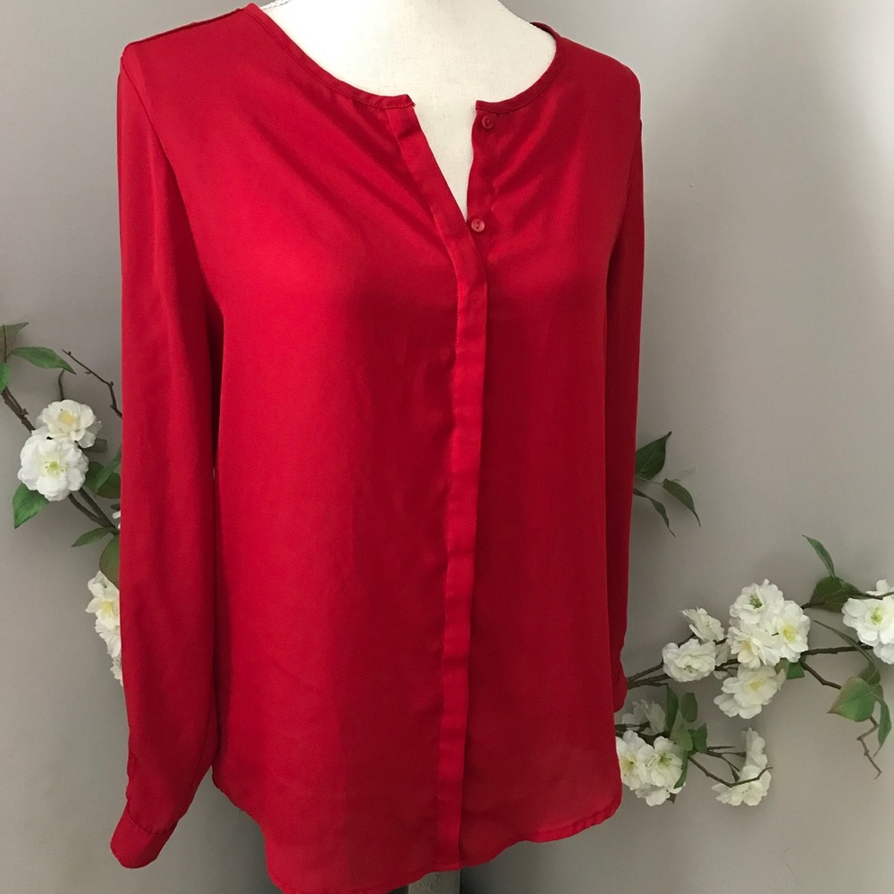 Red Button Down Long Sleeve